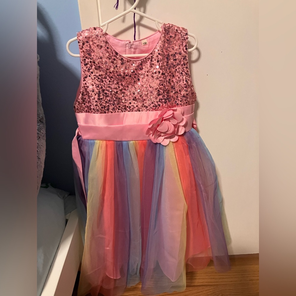 Pink Sequin Rainbow Tulle Dress, size small